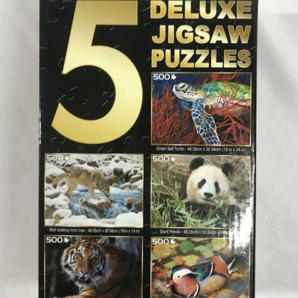SURELOX 2500 PIECE 5 PACK DELUXE JIGSAW PUZZLES TURTLE WOLF PANDA TIGER DUCK - Picture 1 of 5